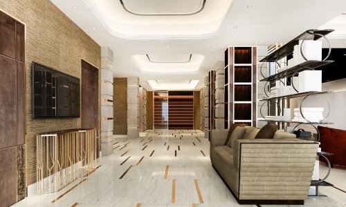 3d rendering modern luxury hotel and office reception and meeting lounge